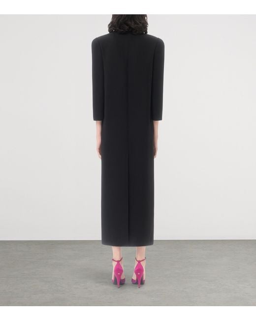 Valentino Black Silk Embellished-Collar Midi Dress