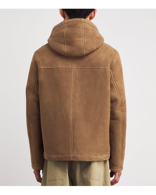 Yves Salomon Brown Shearling Reversible Hooded Jacket for men