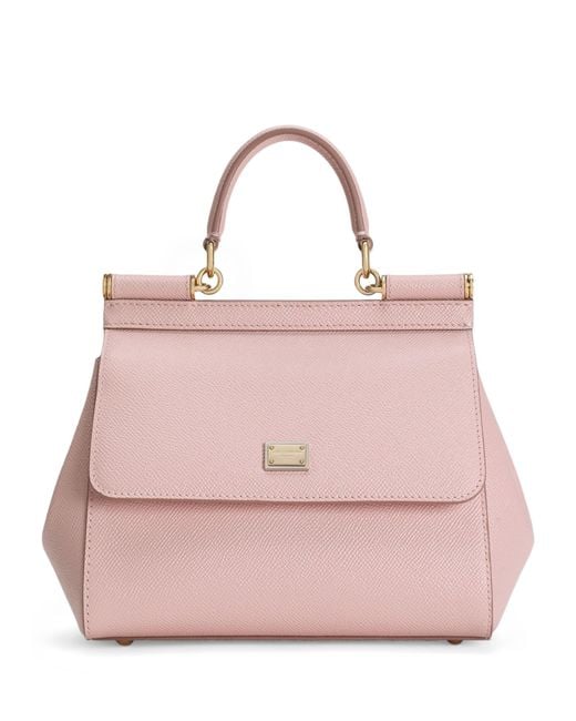 Dolce & Gabbana Pink Small Leather Sicily Top-Handle Bag