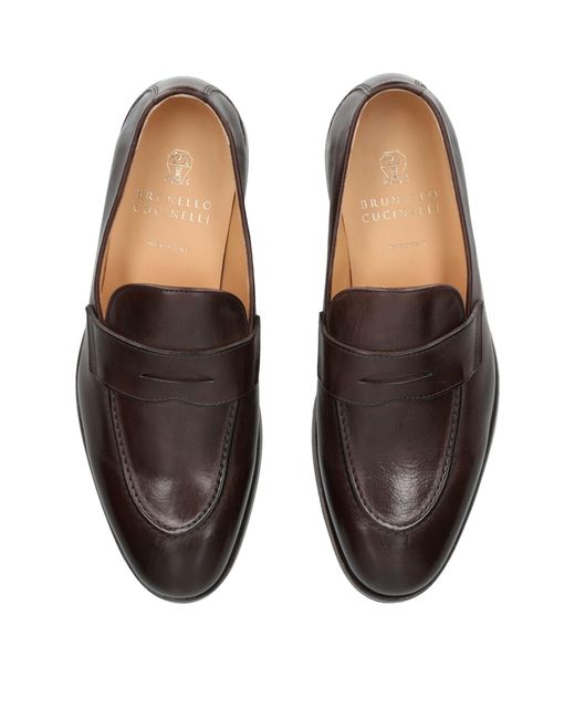 Brunello Cucinelli Brown Leather Loafers for men