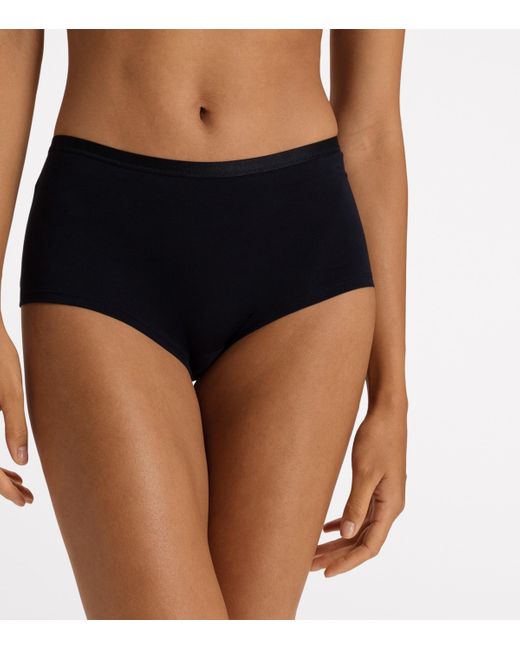 Hanro Black Stretch-Cotton Sensation Boyleg Briefs
