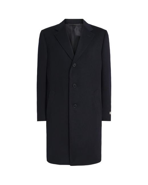 Canali Blue Wool-Cashmere Overcoat for men