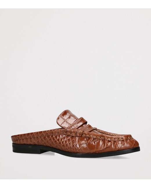 Jonathan Simkhai Brown Croc-Embossed Leather Dean Loafers for men
