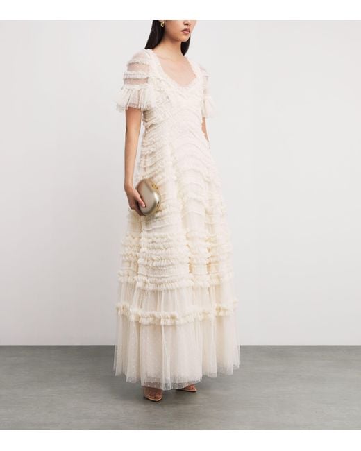 Needle & Thread White Ruffle Amara Gown
