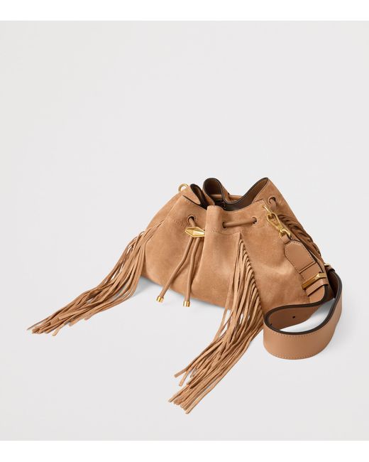Jimmy Choo Brown Medium Cinch Suede Bucket Bag