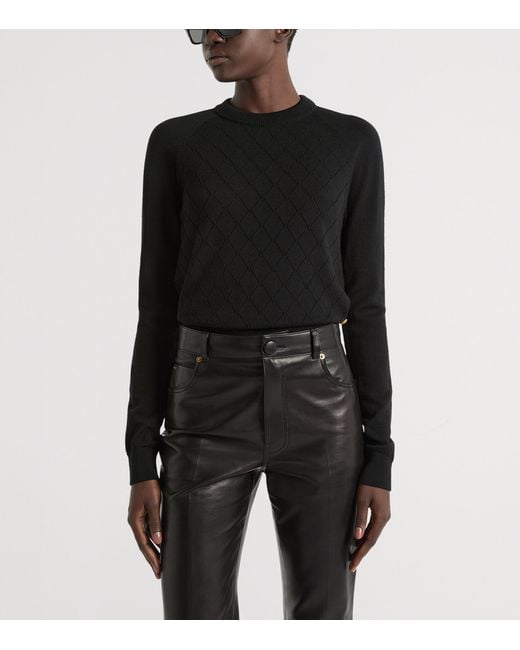 Balmain Black Merino Wool Button-Detail Sweater