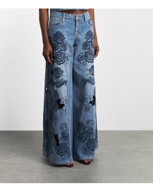 Alice + Olivia Blue Sidney Laser-Cut Jeans