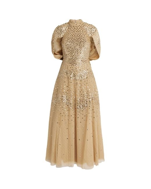 Needle & Thread Natural Sequin Scallop Gown