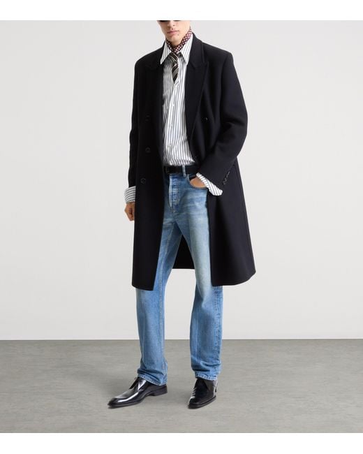 Saint Laurent White Cotton Striped Long-Sleeve Shirt for men