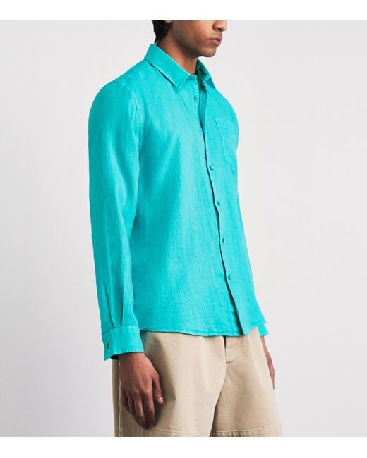 Vilebrequin Blue Linen Caroubis Shirt for men