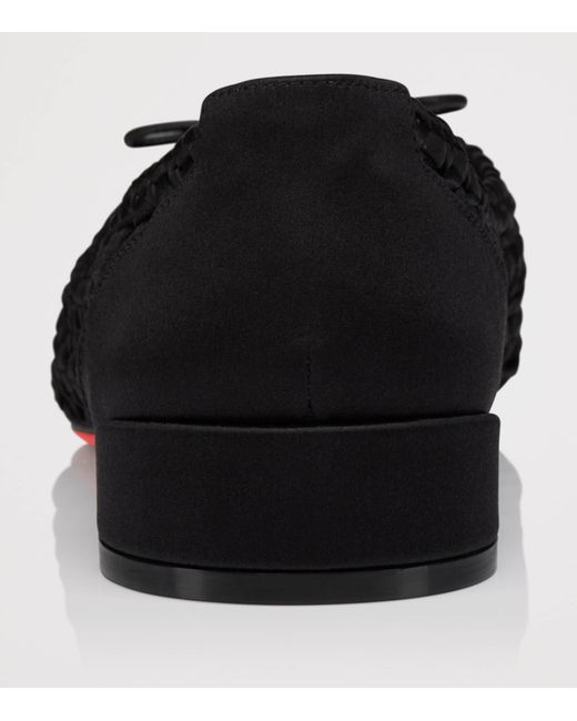 Christian Louboutin Black Sweetie Jane Silk Woven Ballet Flats