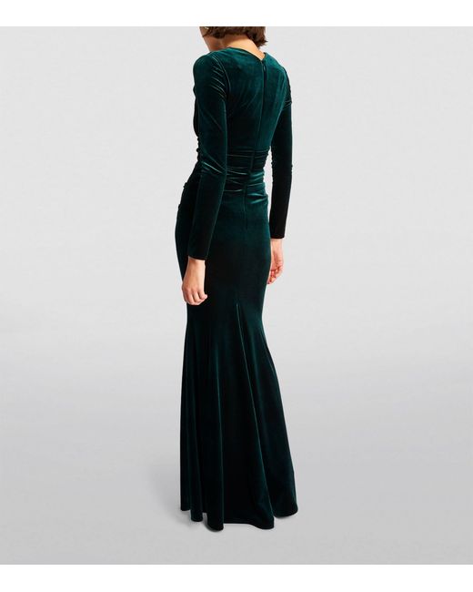 Talbot Runhof Black Exclusive Velvet V-neck Gown