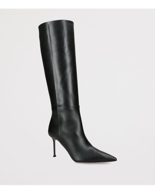 Aquazzura Black Leather Harper Boots 85