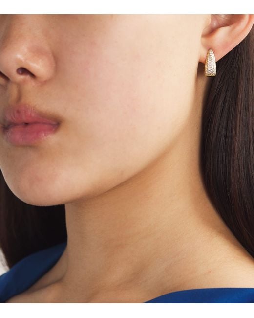 Jennifer Meyer Metallic Mini And Diamond Edith Elongated Teardrop Huggie Earrings