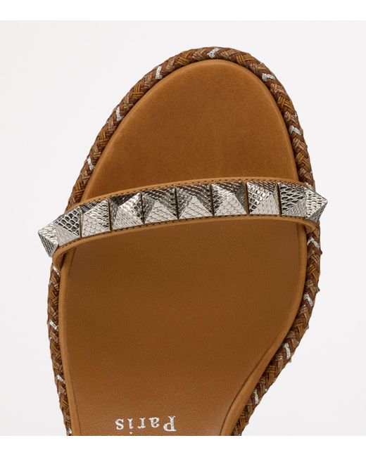 Christian Louboutin Brown Pyraclou Embellished Wedge Sandals 60