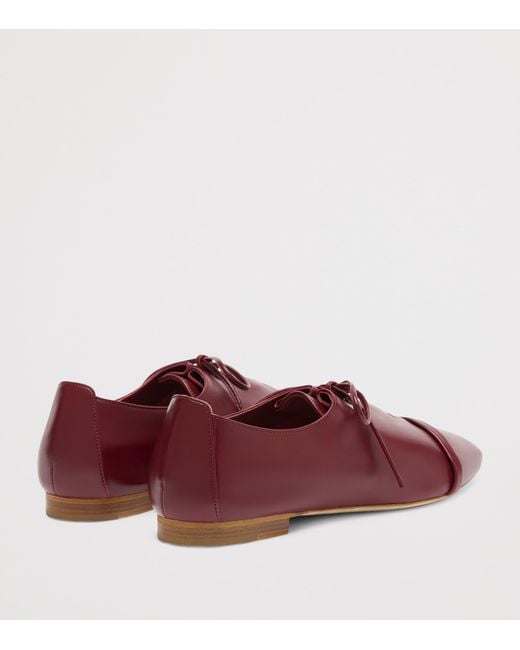 Malone Souliers Red Nappa Leather Lace-Up Jean Flats