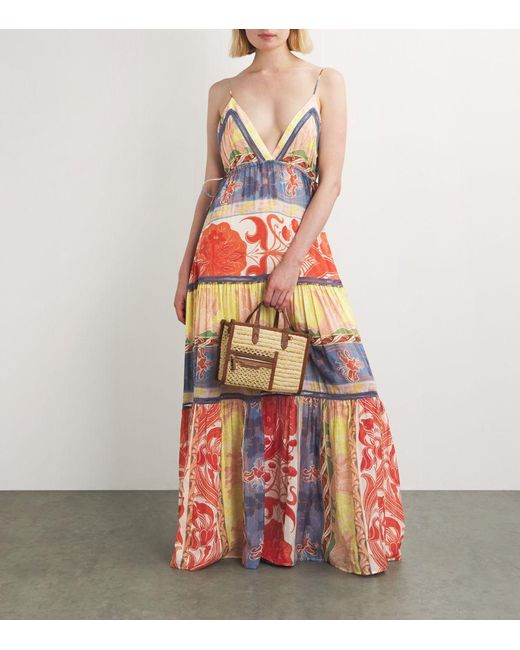 Etro Red Cotton-Silk Maxi Dress