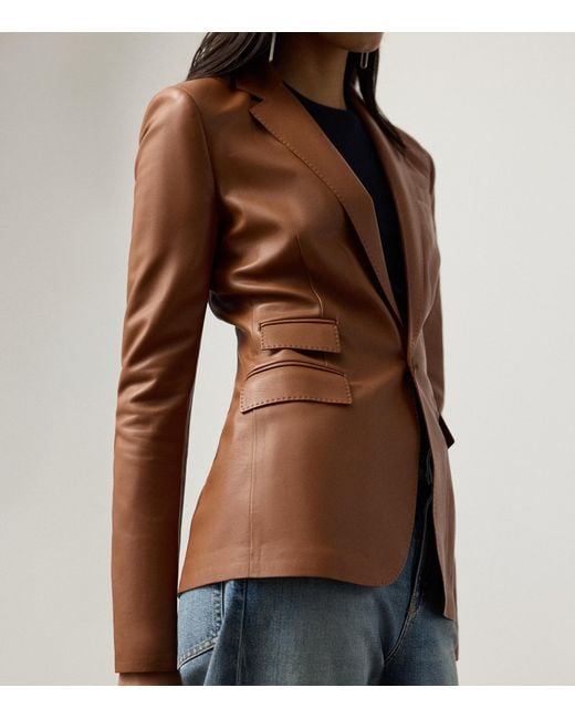 Ralph Lauren Brown Parker Leather Blazer