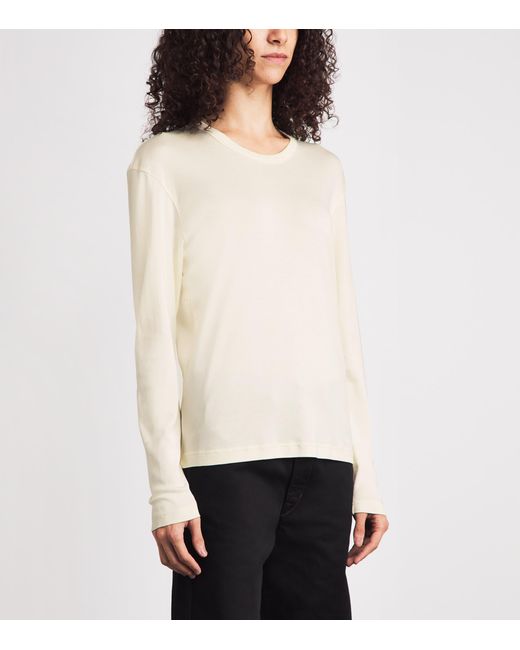 Lemaire White Cotton Ribbed Long-Sleeve T-Shirt