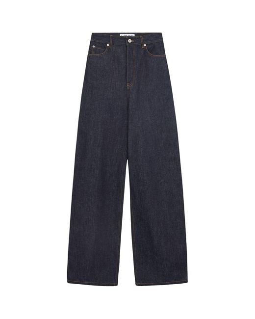 Loewe Blue High-rise Wide-leg Brand-patch Jeans
