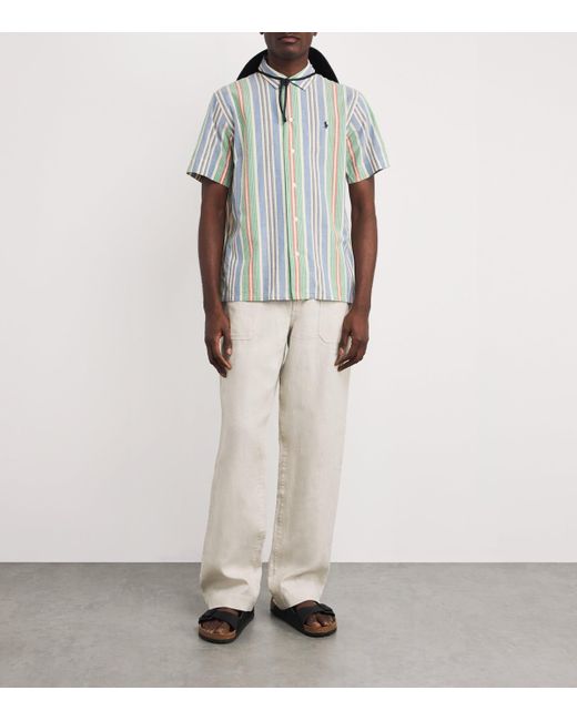 Polo Ralph Lauren Blue Cotton Chambray Stripe Cuban Shirt for men