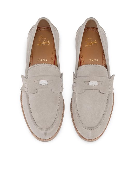 Christian Louboutin Gray Penny Suede Loafers for men