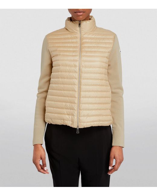 Moncler Natural Puffer-detail Zip-up Jacket