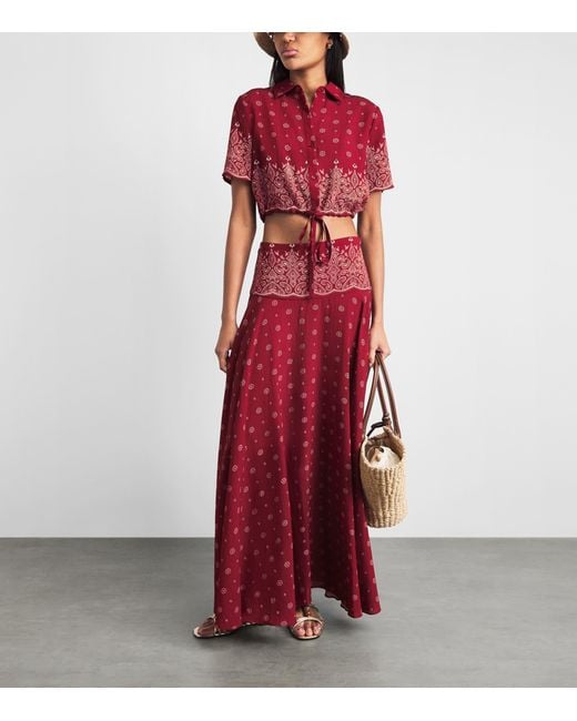 Devon Windsor Red Bandana Print Cropped Rosie Shirt