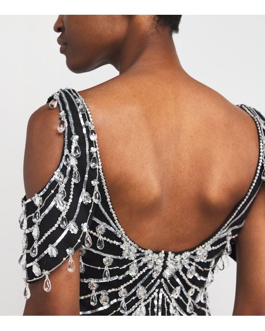 Pamella Roland White Crystal-Embellished Gown