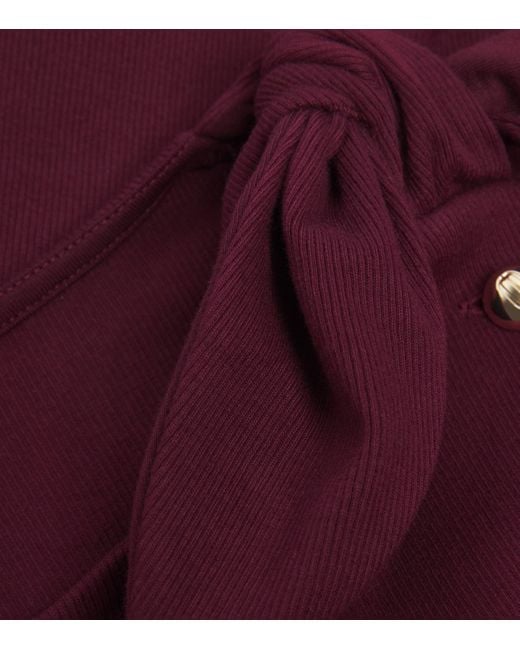 Claudie Pierlot Purple Cotton-Blend Bow-Detail Top