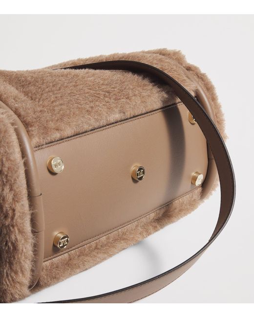 Max Mara Brown Small Camel Fur Marine Top-Handle Bag