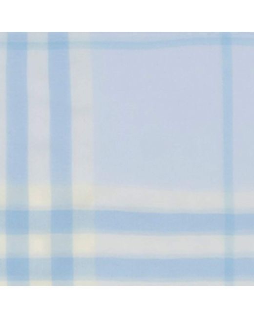 Burberry Blue Wool Check Scarf