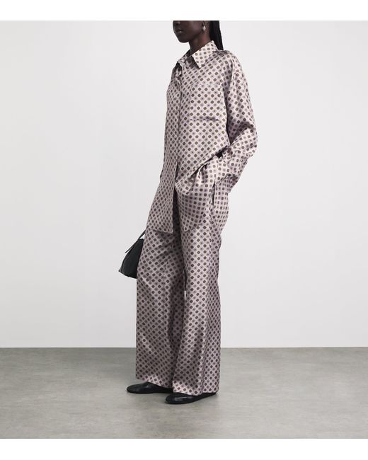 Colombo Gray Silk Printed Trousers