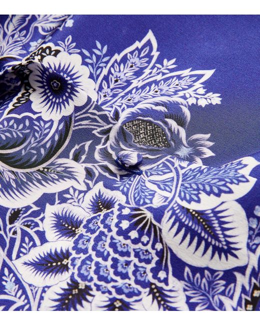 Etro Blue Silk Printed Blouse