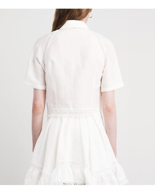 Claudie Pierlot White Lace-Trim Cropped Shirt