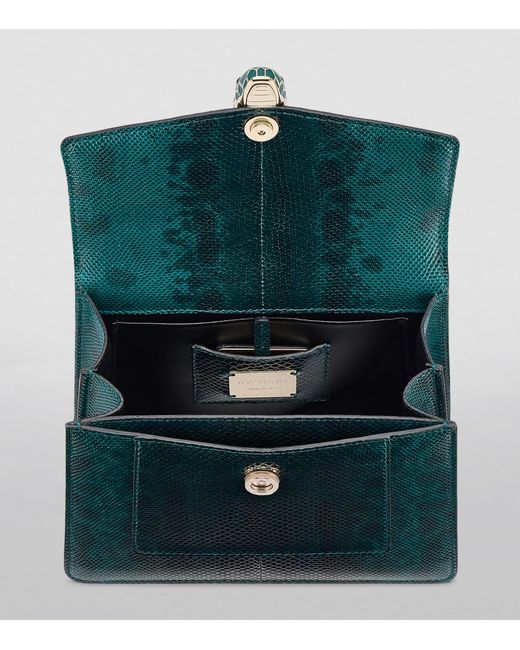 BVLGARI Blue Karung Leather Serpenti Forever Top-Handle Bag