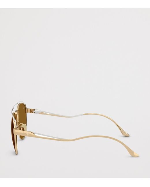 Ferrari Brown Titanium Oval Sunglasses