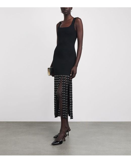Sandro Black Knitted Fringe Midi Dress
