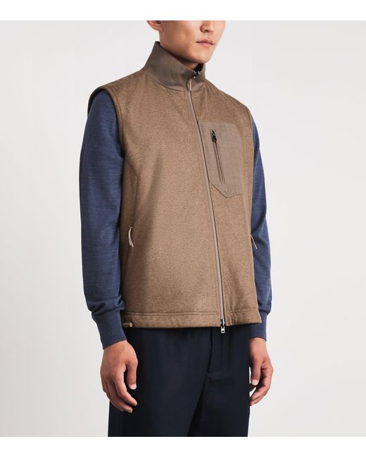 Sease Brown Virgin Wool-Cashmere Explorer Gilet for men