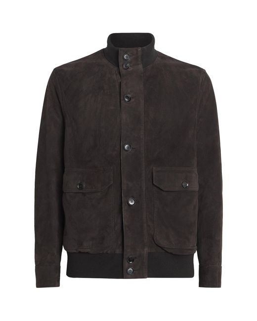 Brioni Black Suede 75 Bomber Jacket for men
