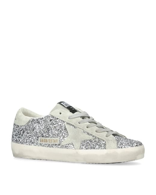 Golden Goose Deluxe Brand White Glitter Super-Star Sneakers