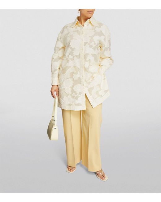 Marina Rinaldi White Cotton-blend Floral Tunic Shirt