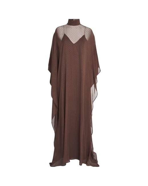 Taller Marmo Brown Silk-Blend Muscat Kaftan Maxi Dress