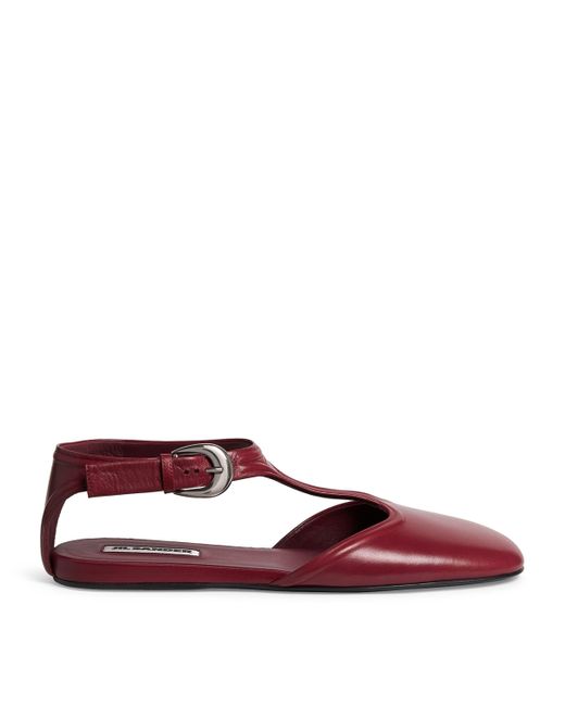 Jil Sander Red Leather Mary Janes