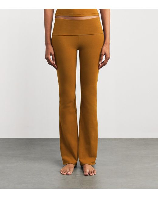 Skims Brown Cotton Jersey Foldover Trousers