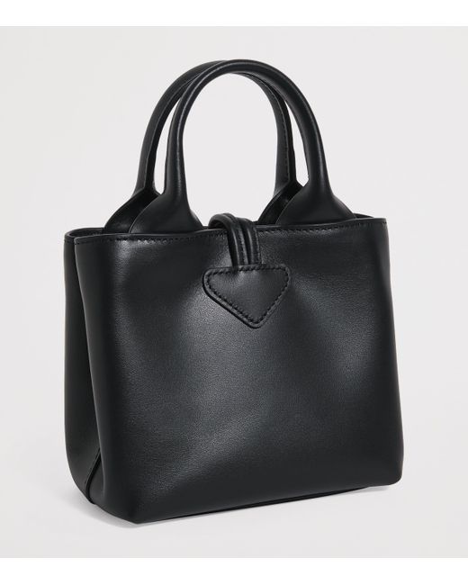Longchamp Black Extra Small Leather Le Roseau Top-Handle Bag