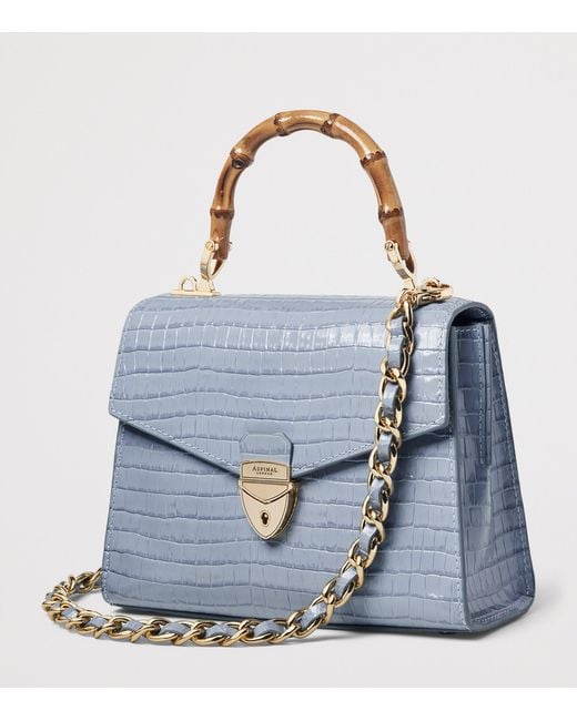Aspinal Blue Midi Leather Mayfair 2 Top-Handle Bag