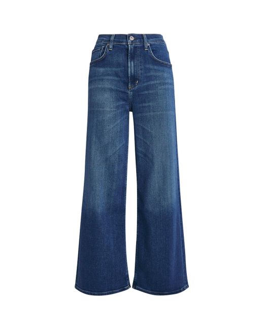 Citizens of Humanity Blue Cropped Lyra Wide-Leg Jeans