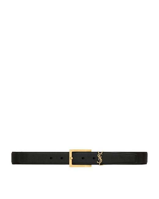 Saint Laurent Black Leather Logo Belt