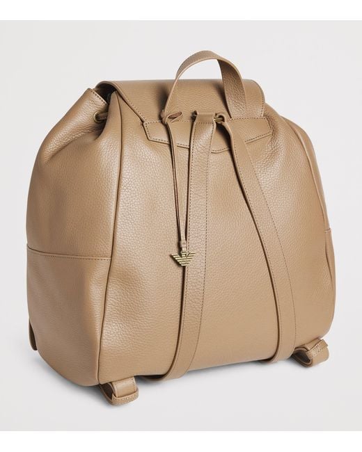 Emporio Armani Natural Pebbled Leather Backpack for men
